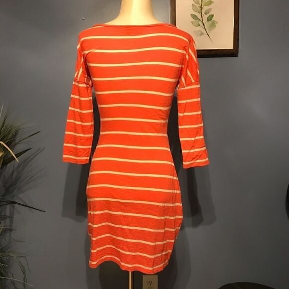 Express Coral & White Striped Half Sleeve Dress XS - Picture 10 of 11